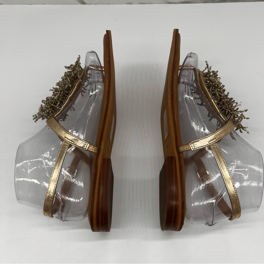 CHICOS Gold T-Strap Sandals Size 7.5 - Picture 10 of 15